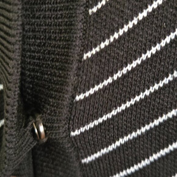 Maje Malicia Rayures Striped Long Sleeve Cardigan Black White Snap Size 2 - Picture 6 of 9